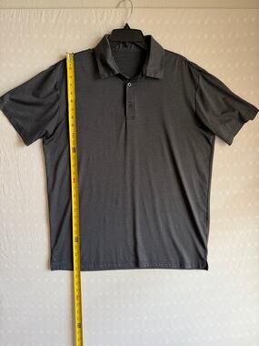 Men's Polo Shirt Size L Gray Performance Golf Stretch Polyester Spandex